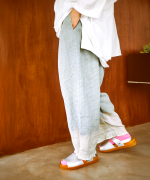 リネンギンガムチェック　パンツ